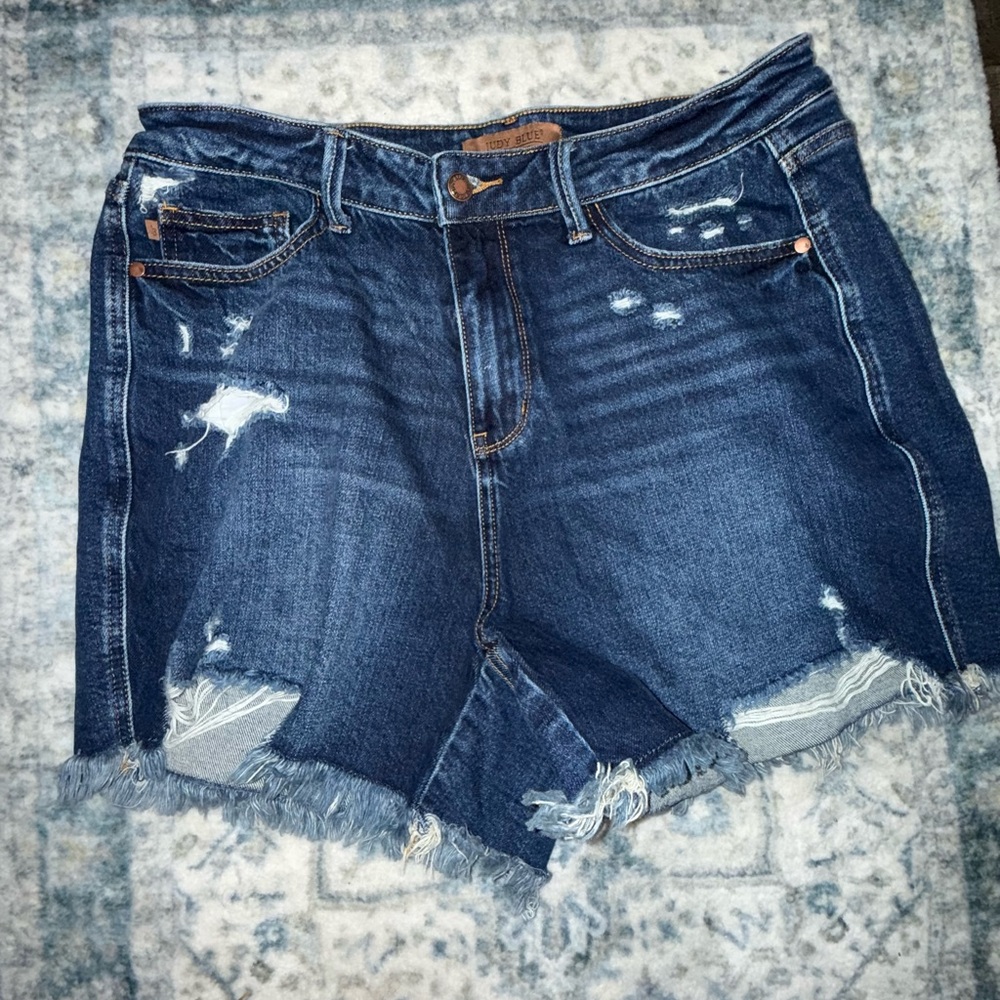 Judy Blue Dark Blue Distressed Jean Shorts